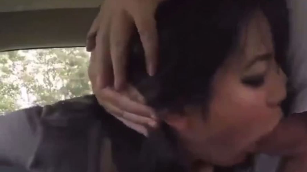 Brother face fucks his sister in the car